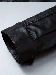 Boy's Faux Leather Jacket Zipper for Spring Autumn
