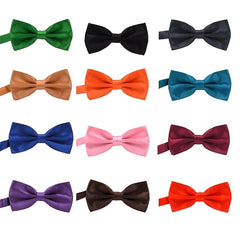 Solid Polyester Silk Bow Tie for Men Multicolor