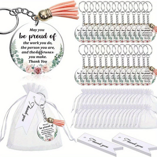 48PCS Acrylic Blanks Set Floral Print Keychain Kit