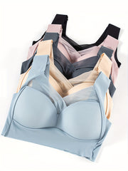 5pcs Mesh Wireless Bras Full Coverage Comfy & Breathable Lingerie