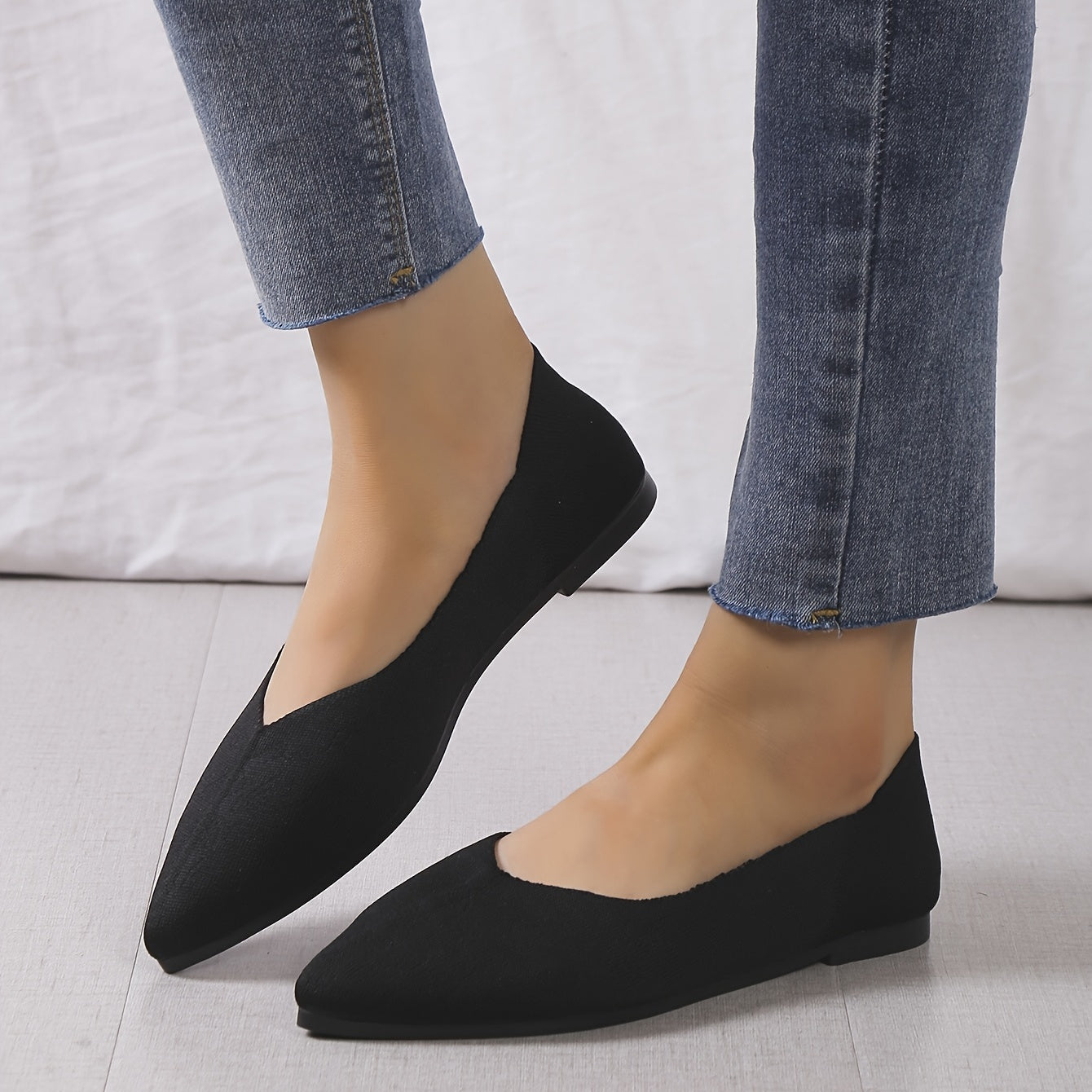 Women's Pointed Toe Ballet Flats Soft Sole Slip On Shoes
