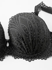 Floral Lace Scalloped Trim Molded Cup High Stretch Bralette
