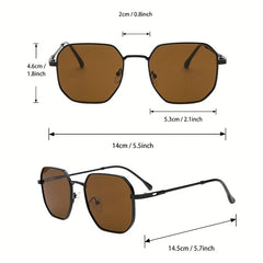 Geometric Metal Frame Sunglasses Anti Glare UV400
