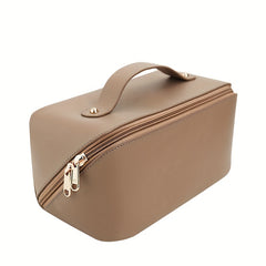 Large Capacity Travel Cosmetic Bag Open Flat Waterproof PU Leather Makeup Bag