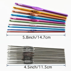 Multicolor Aluminum Crochet Hook Knitting Needles Set with Case