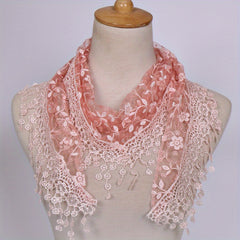 Floral Embroidery Lace Shawl Hollow Out Cape Wrap Triangle Scarf