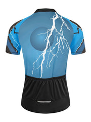 Men's Lightning Pattern Cycling Jersey Set with Shorts