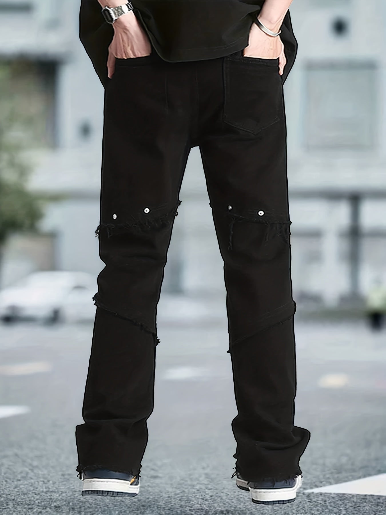 Men's Loose Fit Raw Trim Denim Pants