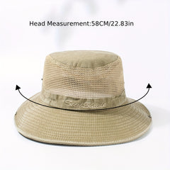 Breathable Mesh Bucket Hat Distressed Solid Sun Hat Lightweight Outdoor
