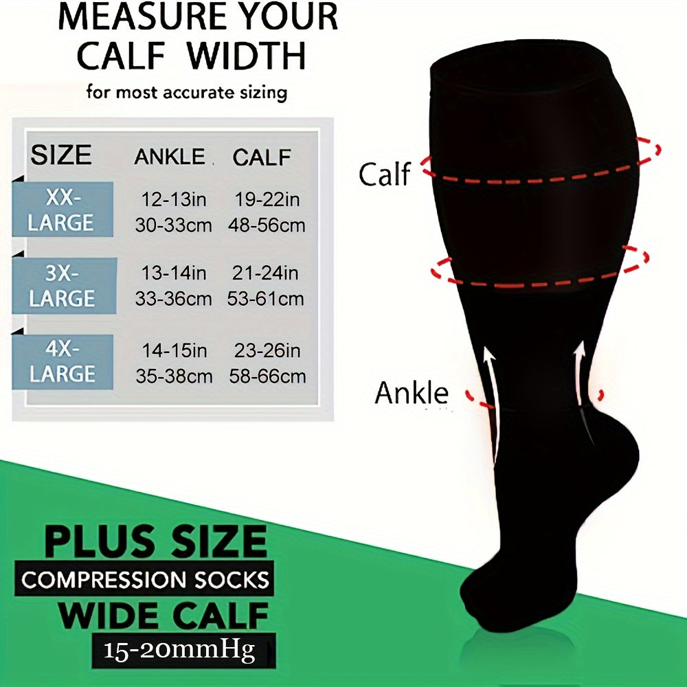 Compression Socks 15-20 mmHg Extra Wide Calf Knee High Stockings