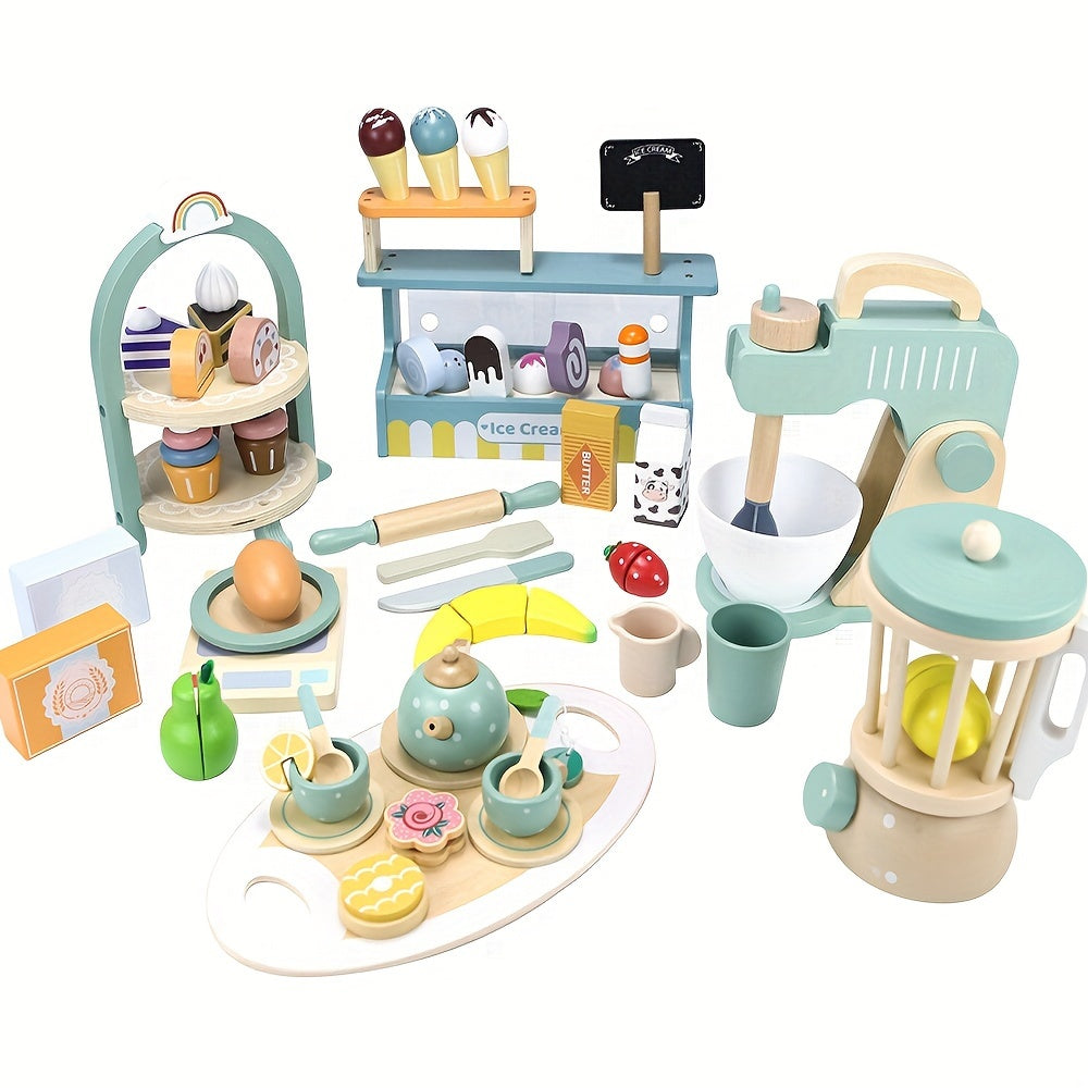 Kids Wooden Afternoon Tea Cooking Toy Set