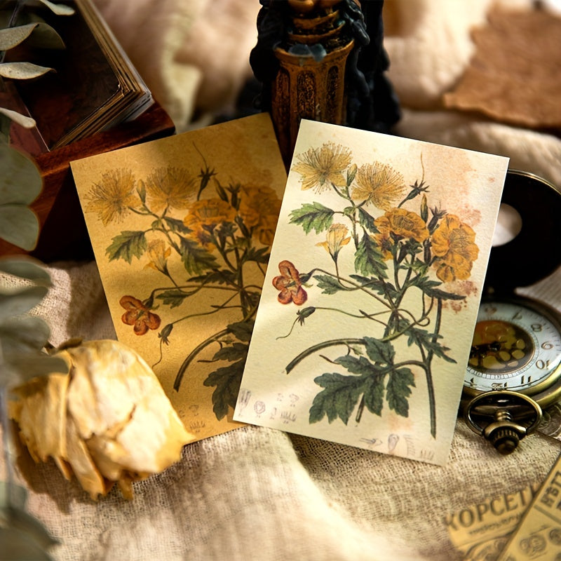 100pcs Retro Plants Flower Decoration Collage Journal