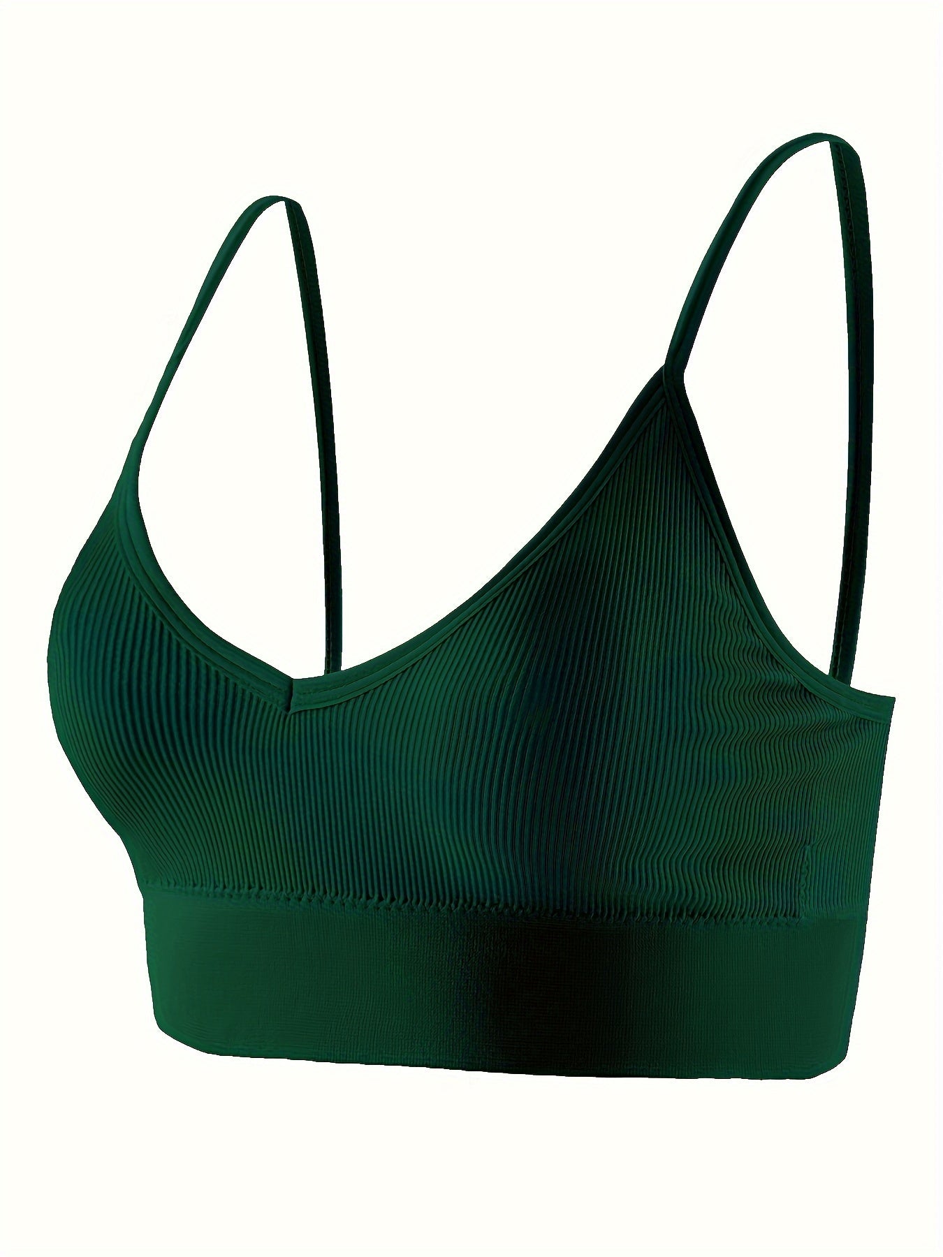 3pcs Spaghetti Strap Sports Bra V Neck Yoga Top