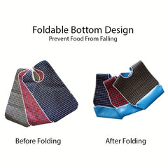 Adult Bib Waterproof Crumb Catcher Checkered Cloth