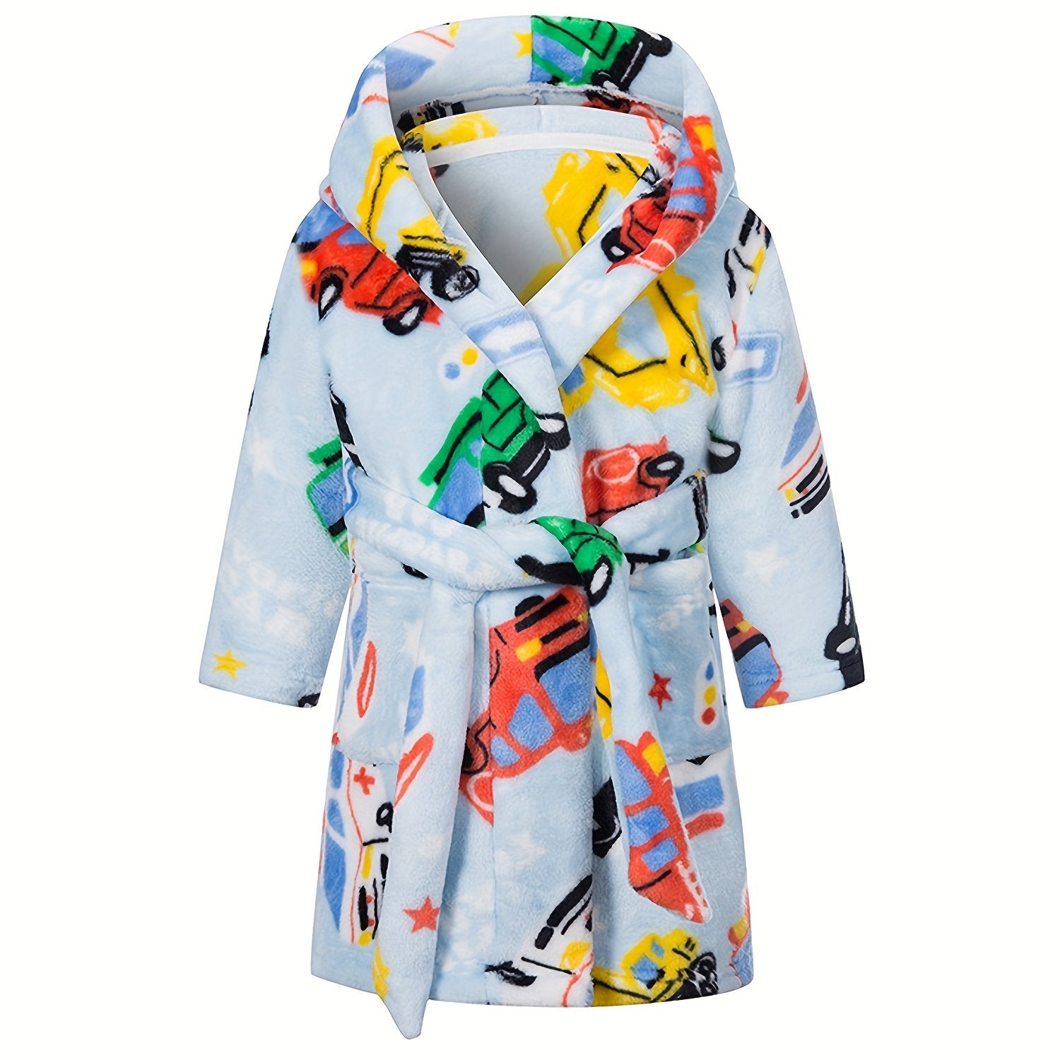 Boys Soft Flannel Hooded Bathrobe Kids Clothes Sleepwear