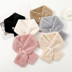Warm Rabbit Fur Neck Scarf Thicken Plush Collar Neck Wrap Scarves