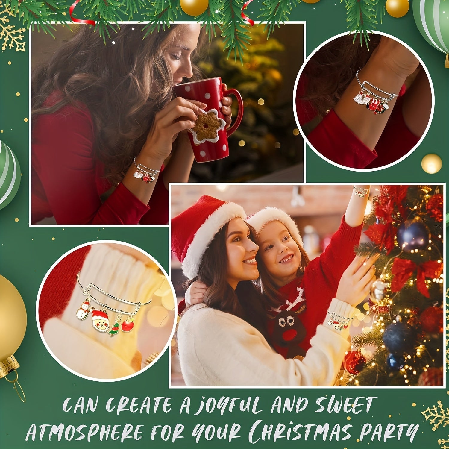 Christmas DIY Charms Bracelet Kit with Bangle Bracelets & Charms