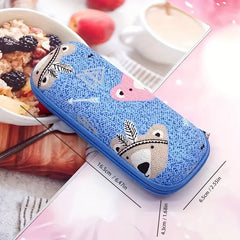 Cartoon Owl Bird Bear Print Glasses Case Sunglasses Zipper Case