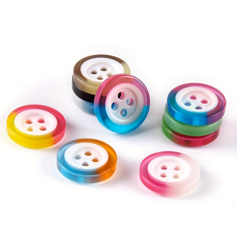 10pcs 12.5mm Resin Rainbow Candy Contrast Buttons DIY Sewing Craft Supplies
