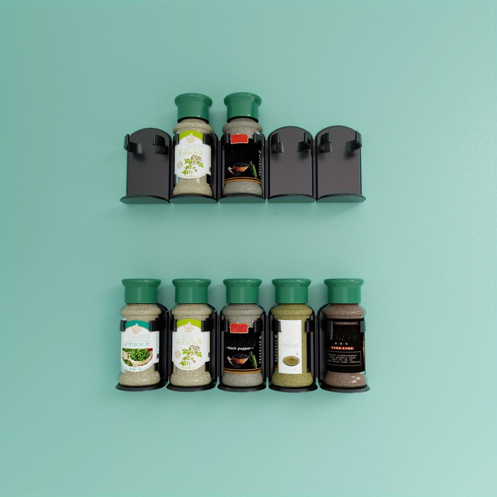Wall Mounted Spice Jar Holder for Kitchen Organization