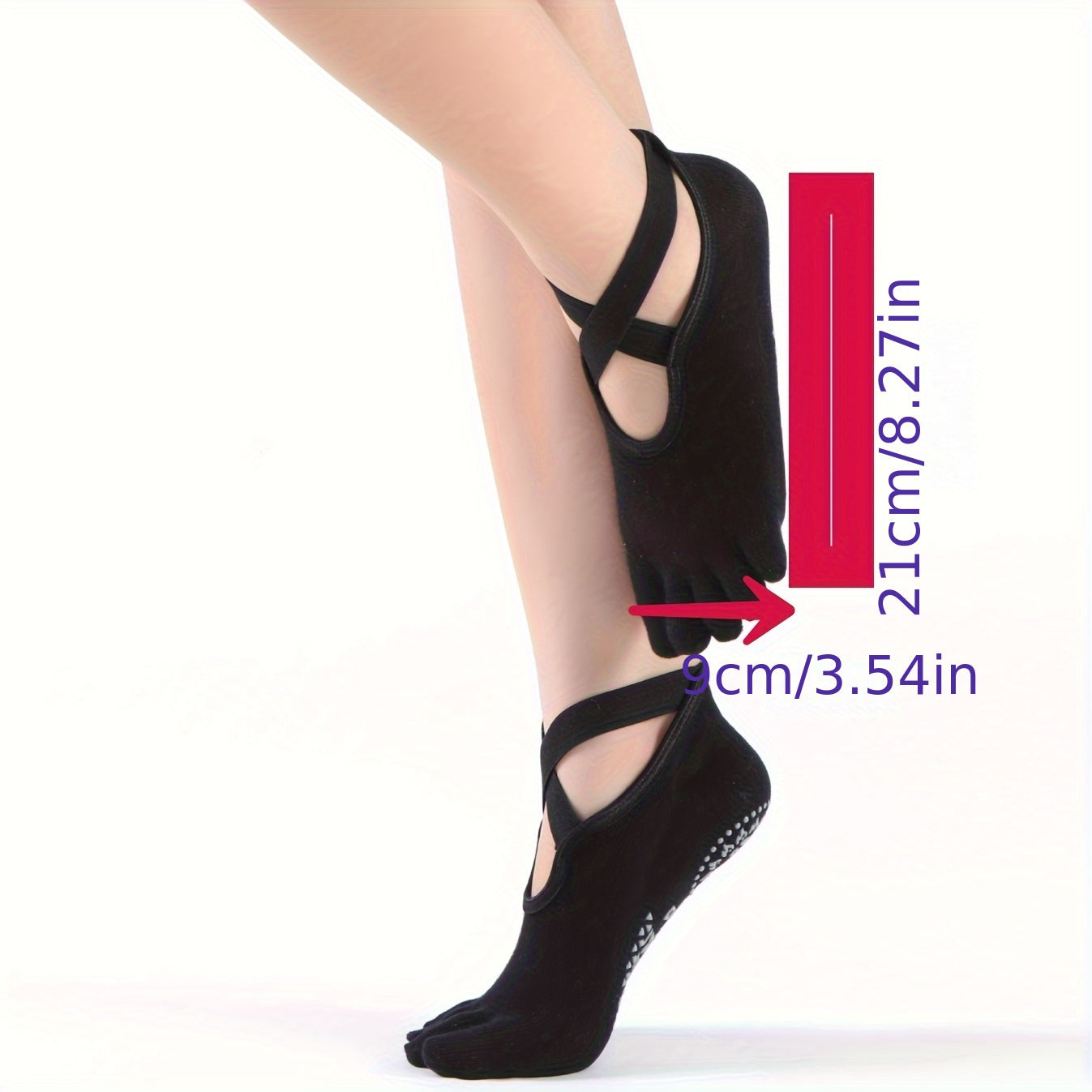 2 Pairs Non-slip Yoga Socks With Cross Strap Breathable Fitness Socks