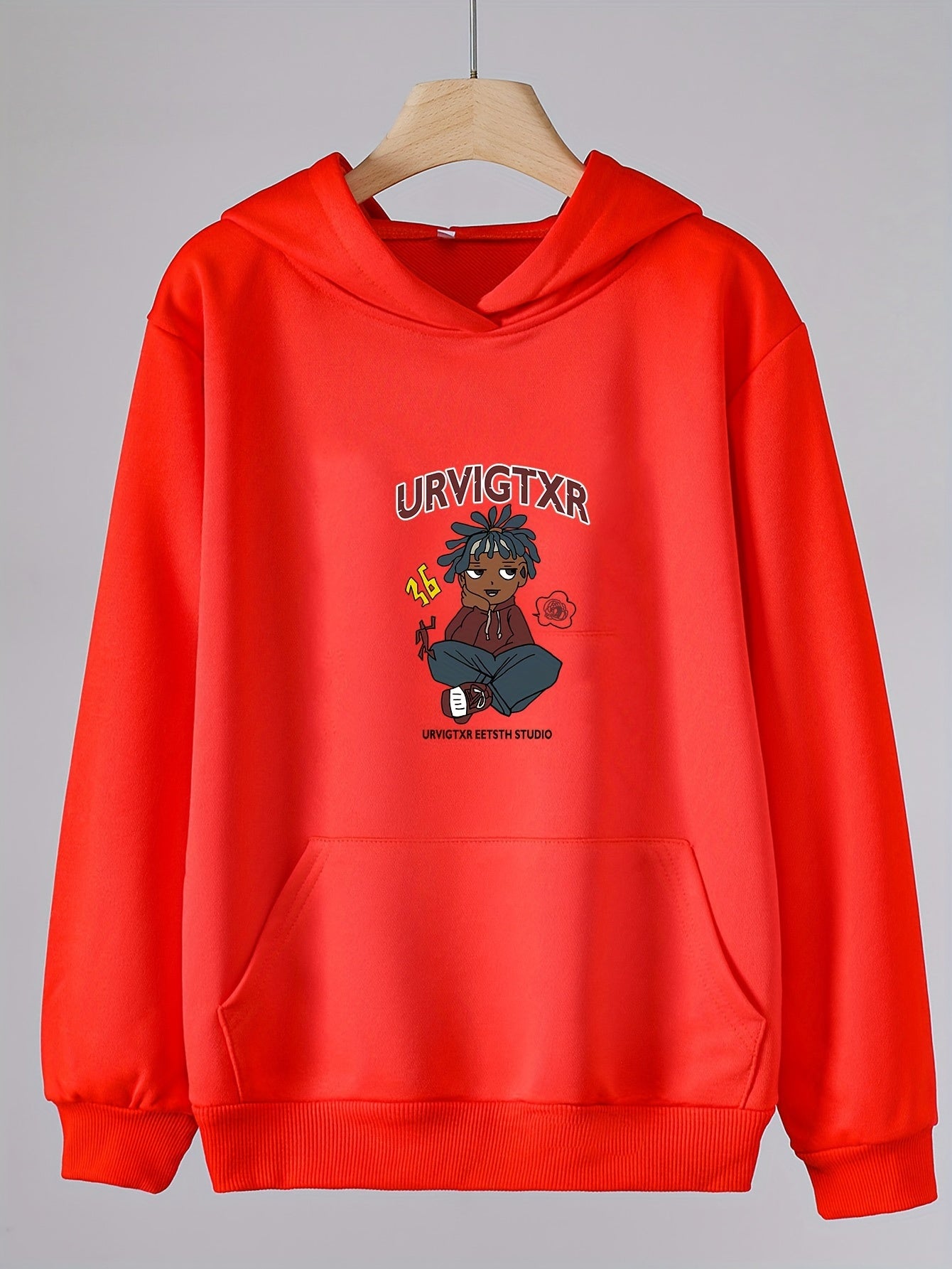 Girls Cartoon Pattern Hooded Sweatshirt Long Sleeve