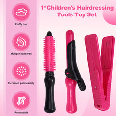 Girls' Beauty Salon Pretend Play Set with Hair Dryer Scissors