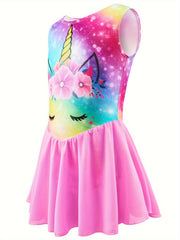 Girls Unicorn Sleeveless Dancing Suit Gymnastics Ballet Leotard