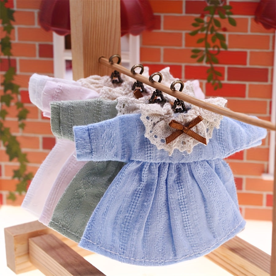 Dollhouse Skirt and Accessories Set Lace Trim Bow Detail Textured Fabric
