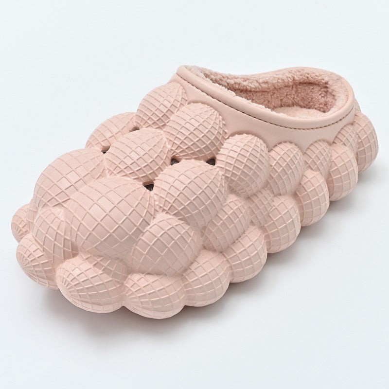 Unisex Massage Bubble Slides With Faux Fur