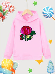 Floral Pattern Girl's Cotton Hoodie Active Breathable Hooded