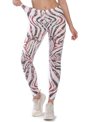 Striped Snake Print High Waist Skinny Leggings High Stretch
