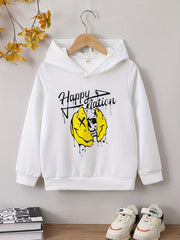 Skull & Smiling Face Print Boys Hoodie - Spring Fall Kids Sweatshirt