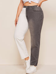 Colorblock High Rise Jeans Plus Size