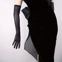 Mesh Long Gloves Elastic Translucent Dress Gloves Women Party Wedding