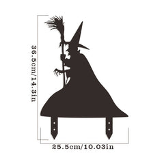 Halloween Garden Witch Cat Silhouette Pile Statue