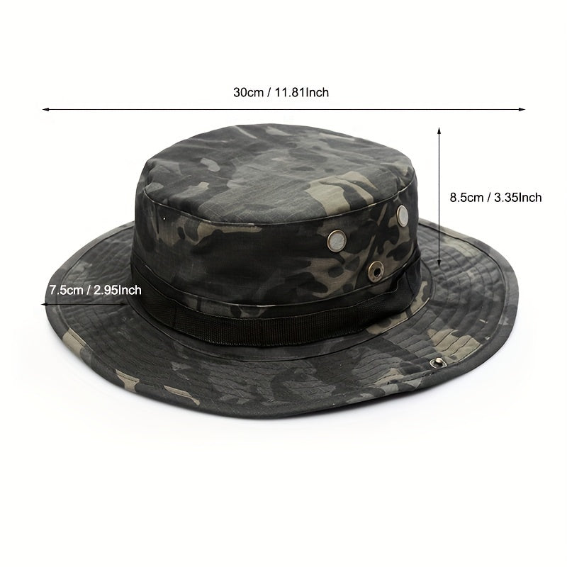 Men's Camo Sun Protection Fishing Hat Wide Brim Foldable Cap