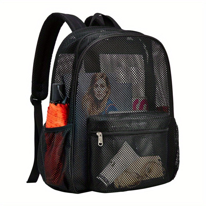 Semi Transparent Mesh Backpack Heavy Duty Lightweight Beach Bag