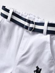 Toddler Boys Embroidered Belted Suit Pants