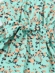 Girls Flower Print Suspender Romper Summer Beach Jumpsuit