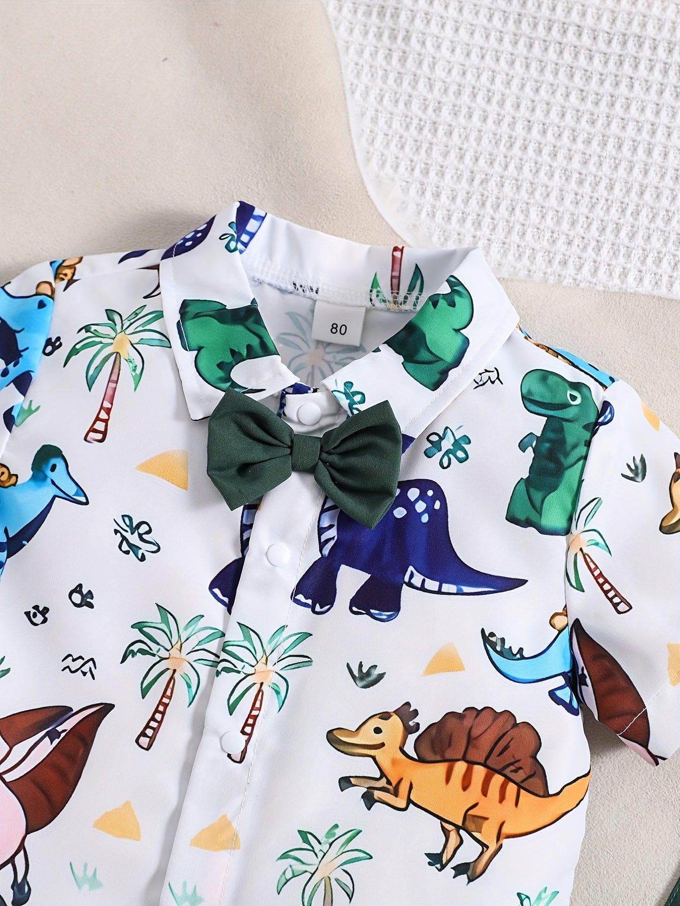 2pcs Dinosaur Shirts & Bow Tie Set for Boys