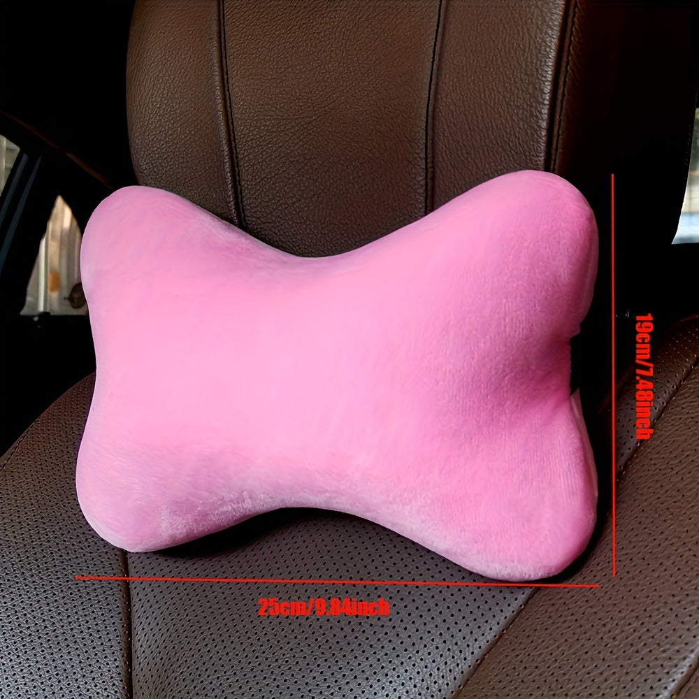 Cartoon Car Head & Waist Support Pillow Set Plush Winter Interior Decor