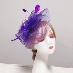 Mesh Flower Feather Headband Tea Party Hair Accessory