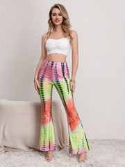 Tie Dye Block Print Flare Leg Yoga Pants