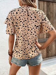 Random Print Layered Short Sleeve Blouse