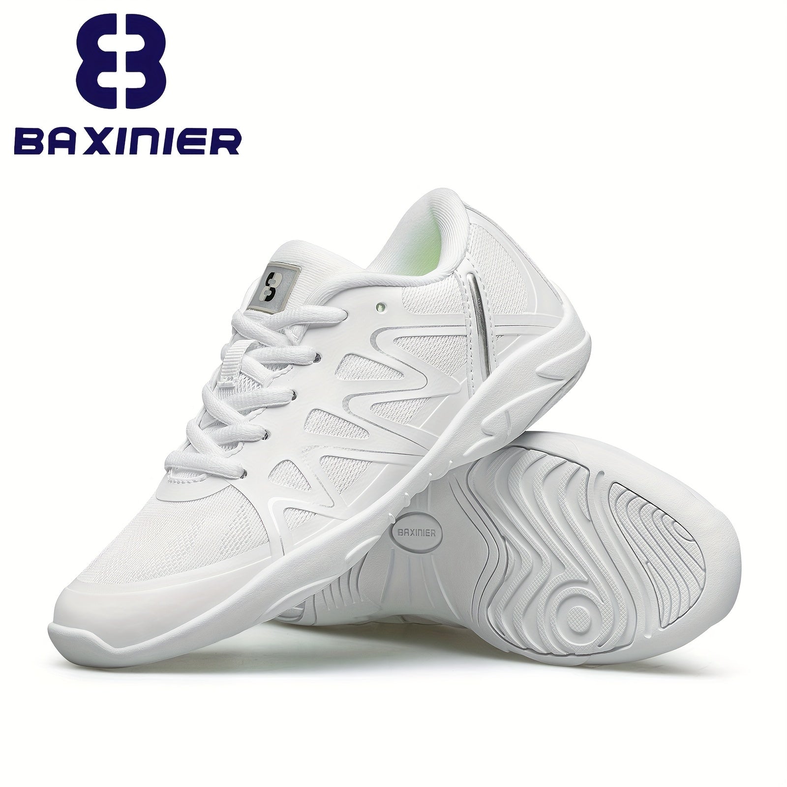 Girls Cheerleading Shoes Athletic Mesh Dance Shoes Soft Sole Lace Up Sports Snea