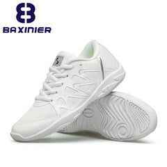Girls Cheerleading Shoes Athletic Mesh Dance Shoes Soft Sole Lace Up Sports Snea