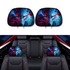 Smoking Wolf Print Car Headrest Cover - Christmas Gift