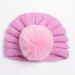 Baby Winter Hairball Knitted Woolen Hat