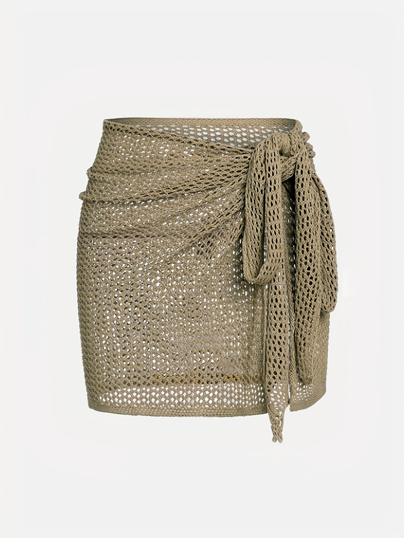 Hollow Tie Front Knitted Skirt for Summer Beach Wear